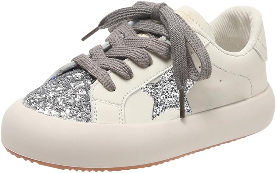 Girls Sneakers Glitter Tennis Shoes Lightweight Non-Slip Running Walking Shoes for Toddler/Little Kid/Big Kid