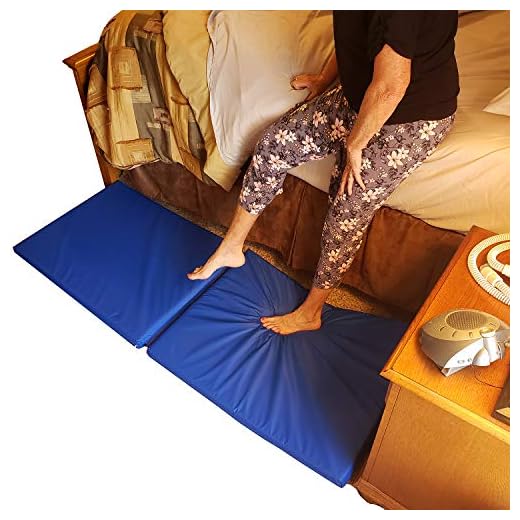 Roscoe Medical Fall Mat - Bedside Fall Floor Mat for Safety Protection - Folding Vinyl Floor Mat for Elderly, Senior, Handicap – Reduce Risk of Impact Injury and Anti Fatigue from Standing - Blue