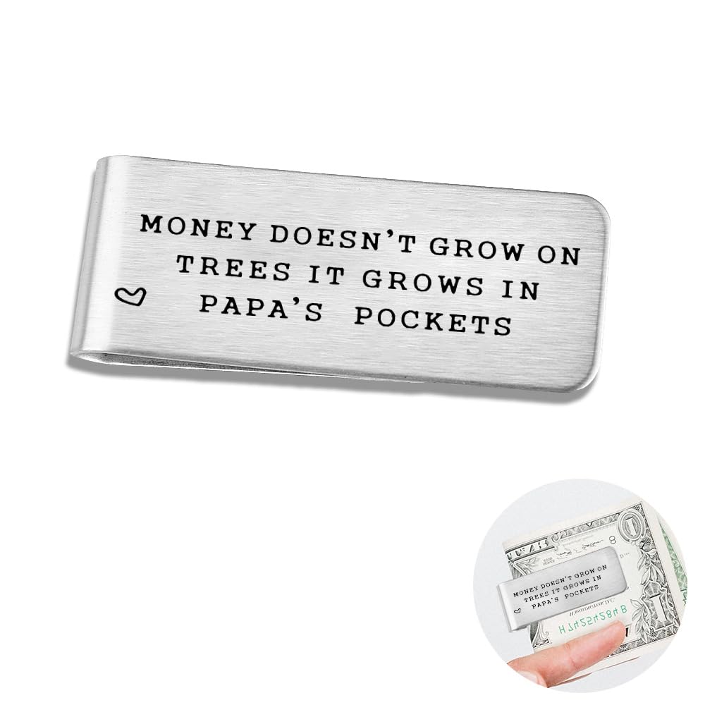 Papa Money Clip for Grandpa Fathers Day Gift for Papa Birthday Gifts for Grandpa Gifts for Men Papa Gifts from Grandkids Funny Retirement Gifts for Granddad Grandfather Money Clips for Cash