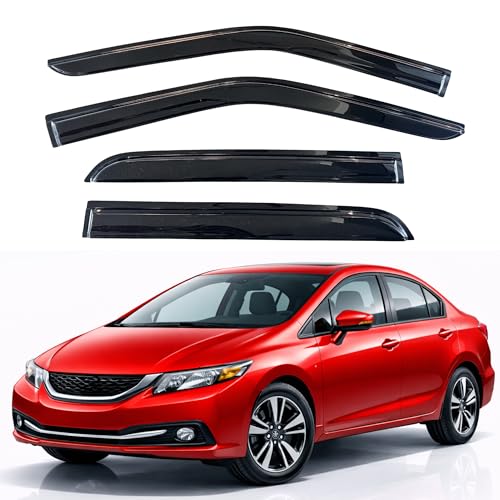 Image of KPY Rain Guards Fit for 2012-2015 Honda Civic, Out-Channel Window Visors Vent Wind Deflectors 4PC, Car Accessories for 12-15 Civic (Sedan Only)