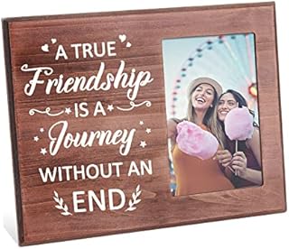 FINGERINSPIRE A True Friendship is a Journey Without an End, Best Friend Wooden Picture Frame 10x15cm Unique Birthday Photo Frame Gift, Graduation Gifts, Going Away Gifts for Home Room Decoration