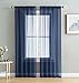 HLC.ME Navy Blue Sheer Voile Window Treatment Rod Pocket Curtain Panels for Bedroom and Living Room (54 x 84 inches Long, Set of 2)
