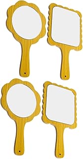 Beatifufu 4 Pcs Wooden Vanity Mirror Pocket Mirror for Women Vintage Mirror Mirror Handheld Lash Mirror Princess Makeup Mirror Handheld Mirror Hairdressing Handheld Mirrors Handle Mirrors