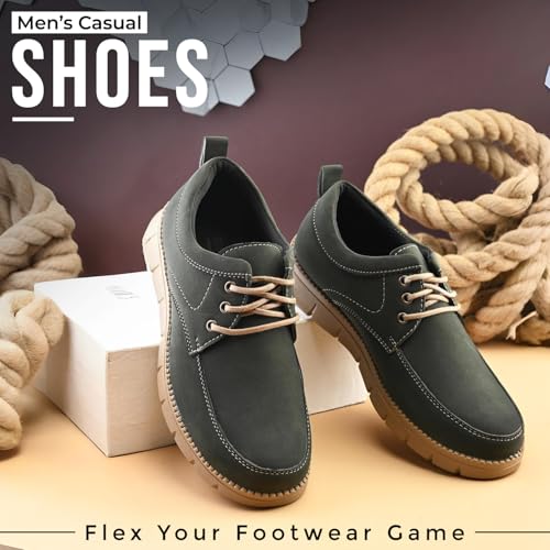 Image of STANPHORD Men Suede Lace-Up Casual Sneakers | Rugged Outdoor Walking Shoes | Cushioned Anti-Skid Sole | College Travel (TPSI 5021)