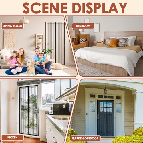 FORTRY Fliegengitter Magnet Tür 80x200cm, Fliegengitter Magnet Balkontür Ohne Bohren Kinderleichte Klebemontage, fliegenschutztür Ist Ideal für Die Balkontür, Terrassentür, Wohnzimmer, Schwarz