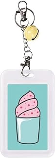 Pink Sweet Cup Ice Cream Art Deco Gift Fashion Badge Credit Card Protecter Sleeve Yellow Bell