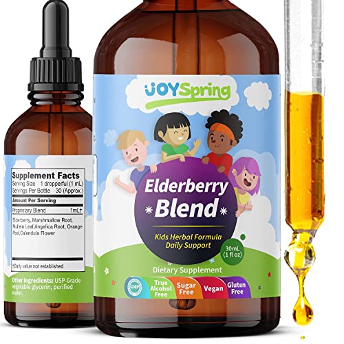 Kids Immune Booster To Avoid Getting Sick - Best Natural Kids Cold Medicine, Pure Elderberry Blend For Sickness Relief - Liquid Vitamins For Kids - Vitamin D For Kids Drops #TOP3