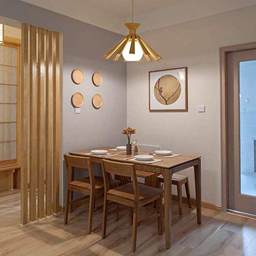 Lámpara colgante de cristal moderna con base de madera E27 ajustable para techo de dormitorio 3