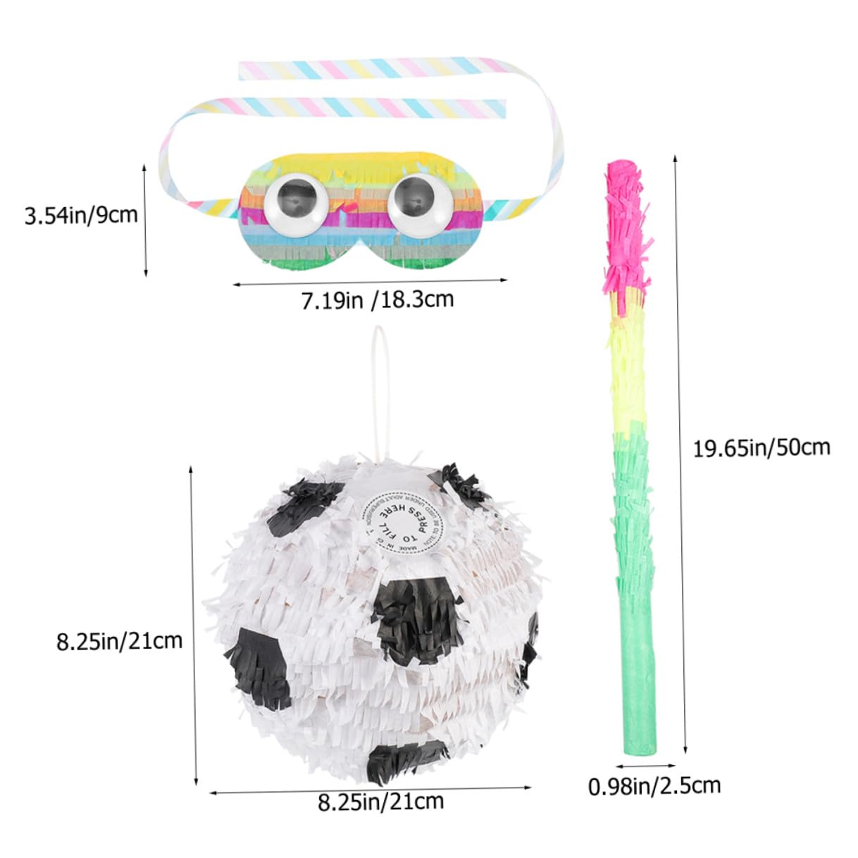Fußball Piñata 1 Satz Papier Party Spielzeug mit Stock und Augenbinde