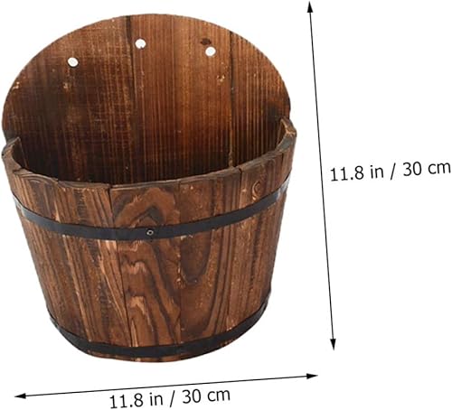 Miniatura 7 de KONTONTY Macetero de madera sintética para decoración del hogar, maceta rústica, maceta colgante de pared, maceta retro para interiores, maceta