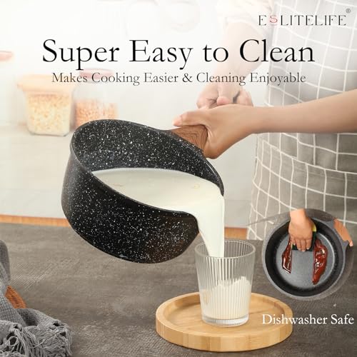 Image of ESLITE LIFE 1.5 Quart Sauce Pan with Lid Nonstick Small Soup Pot Induction Compatible, PFOA & PTFEs Free
