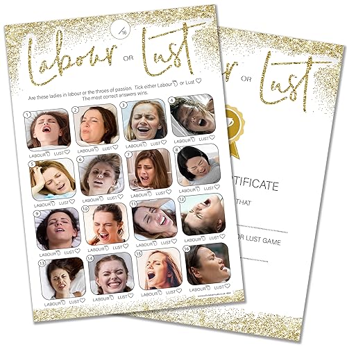 Olivia Samuel Labour or Lust Baby Shower Game for up to 30 Players, Gold Sparkle Design with Winner Certificate, Unisex - Image 4