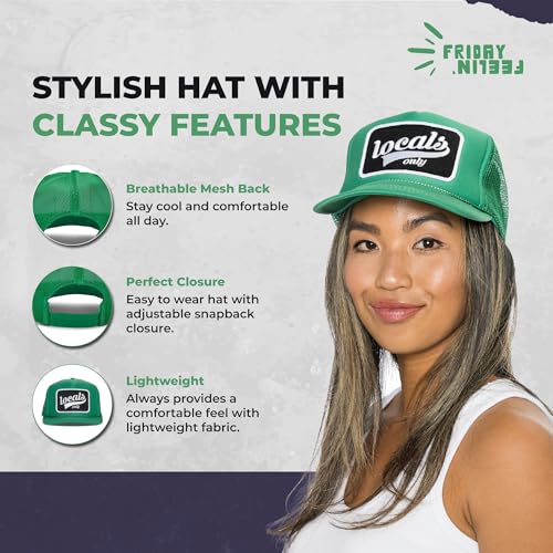 Image of Friday Feelin' Trucker Hat Women Men Baseball Caps American Hats USA Trucker Gift Fitted Cap All Season Festivals - One Size