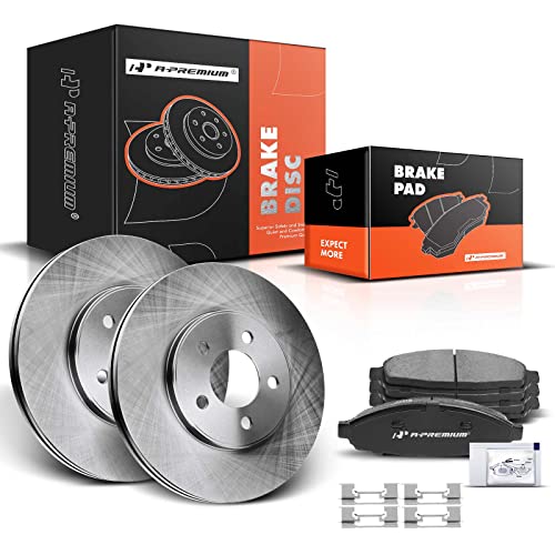 A-Premium 12.01 In (305 Mm) Front Vented Disc Brake Rotors + Ceramic Pads Kit Compatible With Select Ford And Lincoln Models - Crown Victoria, Town Car & Grand Marquis 03-11, Marauder 03-04, 6-Pc Set #TOP28