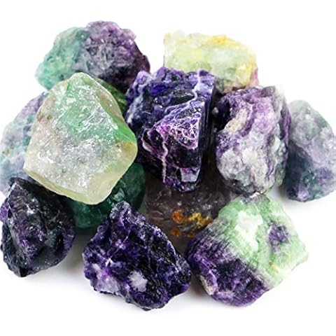 Fireboomoon 2lb/950g Rough Natural Fluorite Stone Raw Rainbow Fluorite Gemstone Crystal Rock for Cabbing,Tumbling,Cutting,Polishing,Lapidary,Healing Reiki,Jewelry Making and Home Decoration Cover