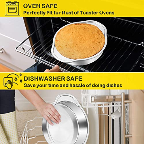 P&P Chef 8 Inch Cake Pans Sets For Baking, 3-Piece Round Baking Pan With Handles, Stainless Steel Cake Cake Tin For Birthday, One-Piece Design & Wider Handle, Dishwasher Safe & Heavy Duty, Silver #TOP5