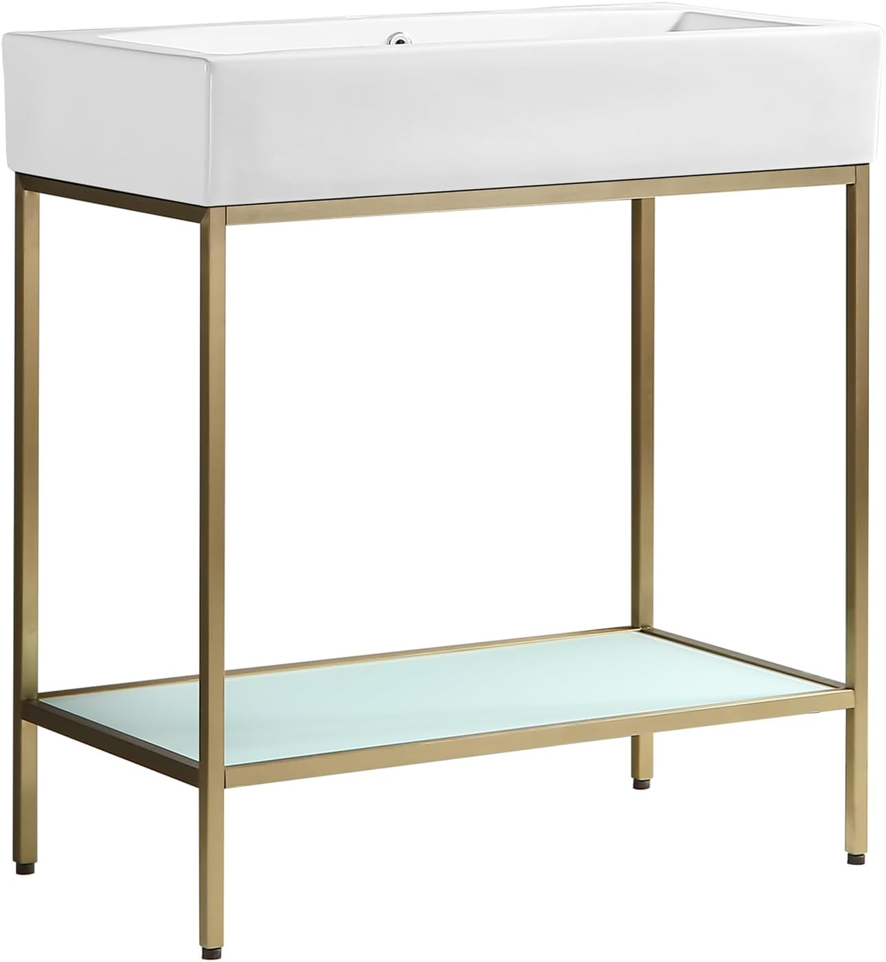 Swiss Madison Pierre 32 Single, Freestanding, Open Shelf, Gold Metal Frame Bathroom Vanity