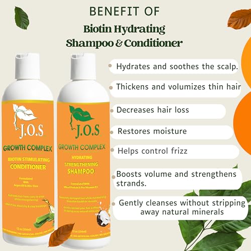 Image of J'Organic Solutions Biotin shampoo & Conditioner Hydrating and Strengthening- with Biotin- Phthalates-Free, No Sulfate, Paraben-free Baby And Toddler Shampoo and Conditioner (12 Fl oz)