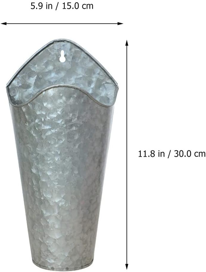 DOITOOL 2pcs Tin Flower Pot Flower Stand Hanging Galvanized Iron Galvanized Wall Planter Plant Holder Plant Decor Holder