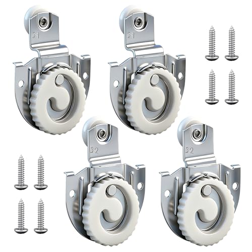 Aienxn 4PCS Closet Door Roller Kit Sliding Closet Door Hardware Top-Roller with 8 Screws Smooth and Quiet Sliding Q-112