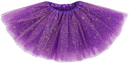 Simplicity Girls Tutu Purple Tutu Girls 4 Layers Tulle Tutu Skirt Girls Glitter Tutu, Dark Purple, 2-5 Years