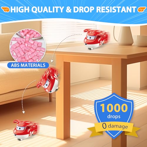 Super Wings 2" Transform-a-Bots 4-Pack, Supercharged Jett, Dizzy, Tino, Golden Boy, Airplane Toys Vehicle Mini Figures, Fun Toys for Kids, Transformable Toy for 3 4 5 Year Old Boys and Girls