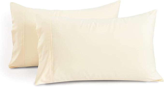 1000 TC Ivory King Pillowcases Set of 4 100% Egyptian Cotton Pillow Cases with Long Staple Cotton & Sateen Weave, Silky Soft Hotel - Like Bed Pillow Covers for Comfy Sleeping, Snug Fit