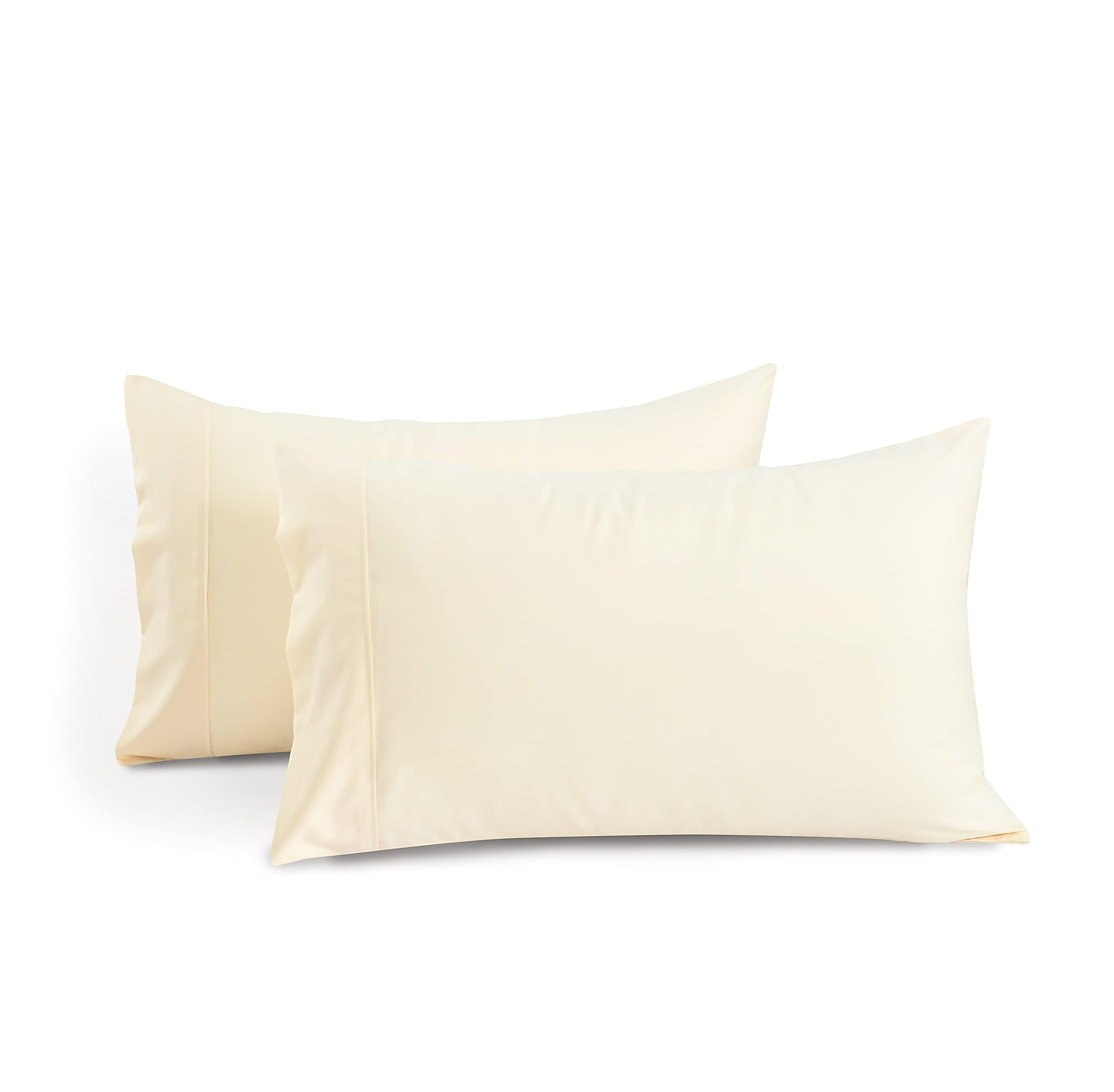 Good Sleep Bedding 1000 Thread Count 100% Egyptian Pillow Cases, Long-Staple 100% Cotton, Sateen Weave 2 Piece Queen/Standard Ivory