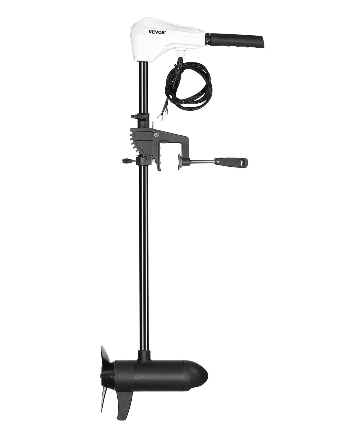 VEVOR Motore Elettrico per Barca da Pesca alla Traina, Motore Fuoribordo 12 V, Spinta 55 libbre, Motore per Barca 8 Velocità con Indicatore di Batteria per Kayak, Barche da Pesca Acqua Dolce/​Salata