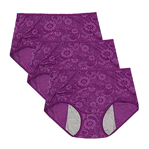 Period Panties Menstrual Underwear Menstrual Panties Jacquard Easy Clean Panties US Size XXS-4XL/11 (US Size X-Large/8, purple purple purple)