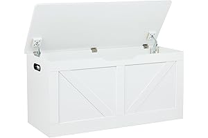 39.4" Wood Storage Bench with 2 Safety Hinges
