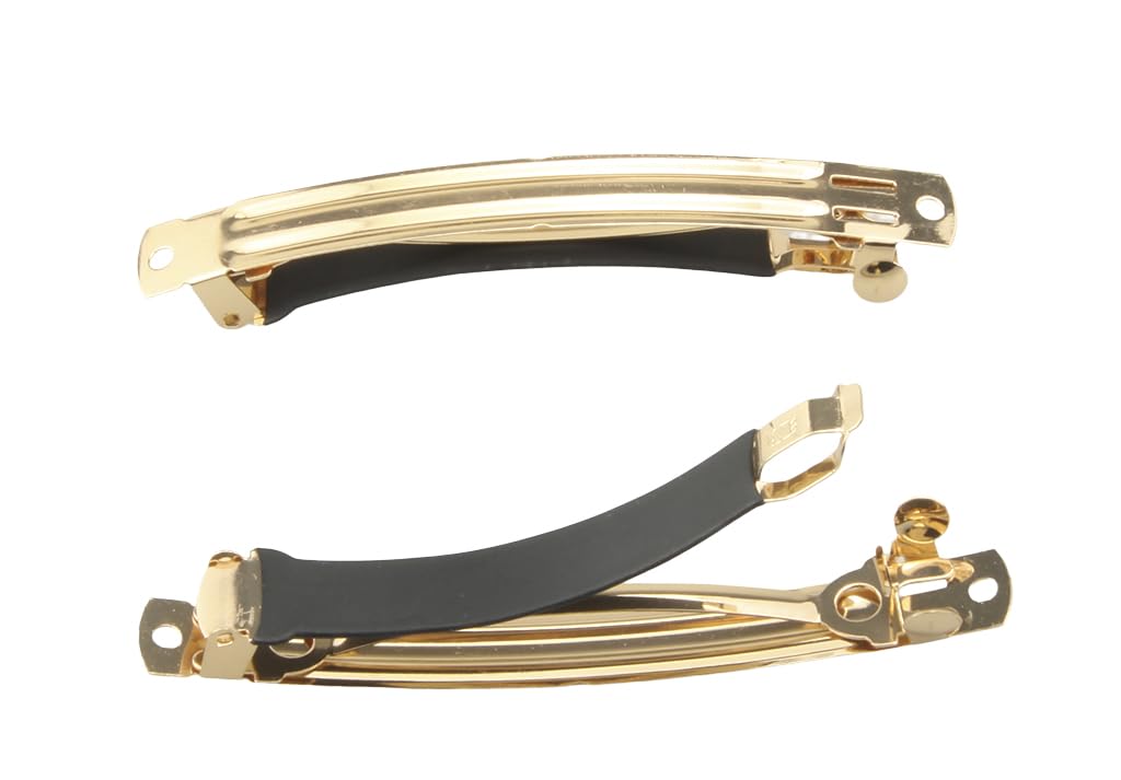 Gold French Barrette Hair Clips with Black Leather Protect for DIY Craft Project (100mm/4"-10pcs) image 4