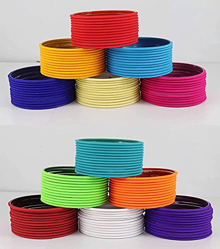 Image of NMII Stylish Multi colour Metal Bangles set for women and Girls with Zari and Cutting Design | Fancy Multicolour Bangles for women | Metal Chudi Set For Women | Women's Bangles