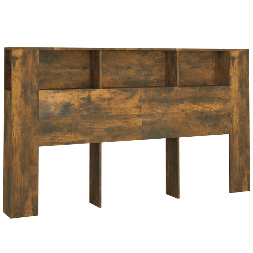 vidaXL Headboard Cabinet Bedroom Furniture Bed Header Cabinet Wall Bed Backboard Bookcase Headboard with Storage Smoked Oak 180x18.5x104.5 cm — image 1