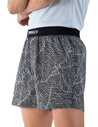 Image of DAMENSCH Men's Cotton Boxers (Pack of 3) (DAM-PRIN-SBX-PACK-3-THL-ABY-MRG-MIX-S Thunder Black, Abstract Yellow, Marble Grey S)