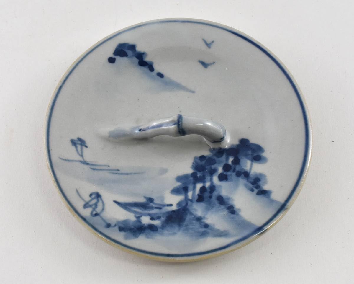 茶道 水指し 染付 山水 菊 竹 茶道 染付 山水 玉堂窯☆染