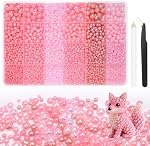 Morcheiong 10000 Pcs Flatback Pearl 3-8mm Half Pearl Bead for DIY Decoration of Nail Art Makeup Wedding Dresses Graduation Caps BagS DIY Making (Pink)