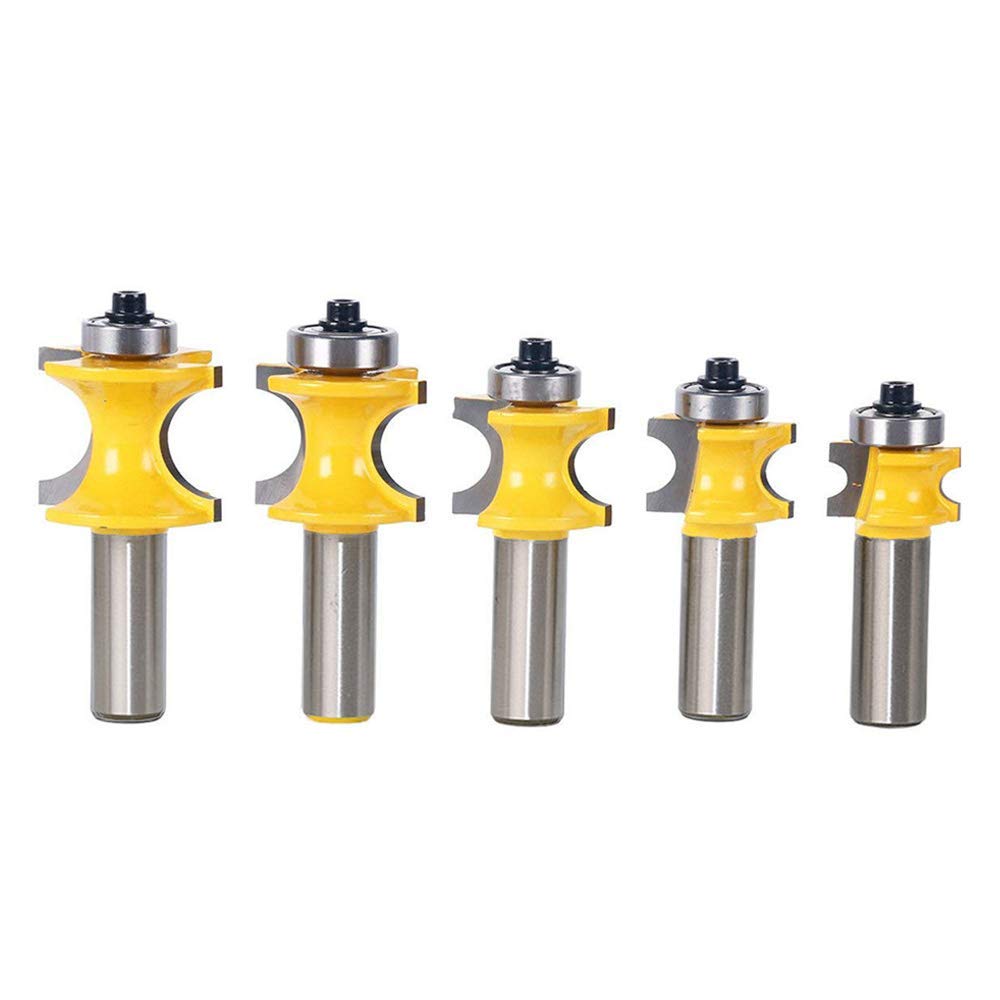 5 pcs 1/2 "Tige Demi-Rond Bullnose Routeur Bits Set 1/8" 3/16" 1/4" 5/16" 3/8" Rayon Fraise à Bois Outil
