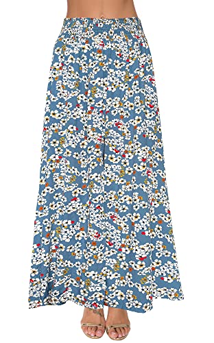 Afibi Women's Print Long Skirts High Waist Split A Line Full Length Maxi Skirt4