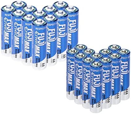 Fuji Enviromax Carbon Zinc Batteries Combo Pack - Containing 12 x AA, 12 x AAA - Long Lasting Power with No Harmful PVC or Heavy Metals Used