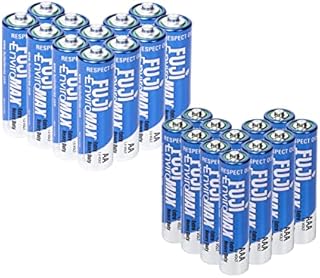 Fuji Enviromax Carbon Zinc Batteries Combo Pack - Containing 12 x AA, 12 x AAA - Long Lasting Power with No Harmful PVC or Heavy Metals Used