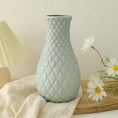 Amazon Brand – Umi Pear Shape Plastic Decorative Vase for Home Décor – Modern Textured Table Vase for Living RoomBedroomOfficeTableShelves and Artificial Flower Display | Only Vase (Grey)