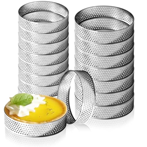 RICHSC-PAN Stainless Steel Perforated Tart Ring Set 16 Packs Food-Grade .