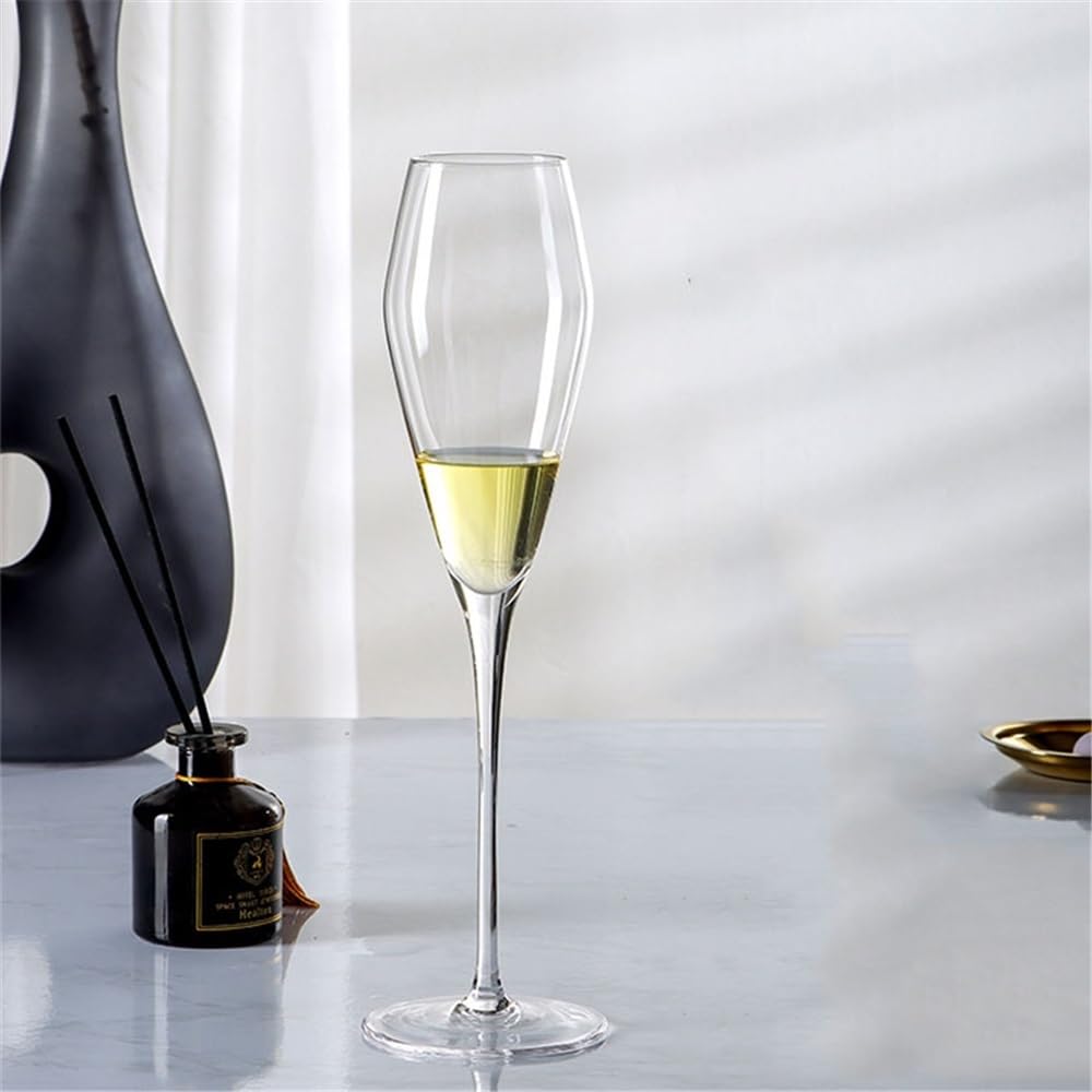 Gafas de efervescencia Copas de champán cristal tallo alto, 6 piezas copas tipo flauta, capacidad 8,12 oz for fiestas empresa y reuniones anuales