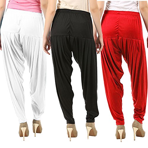 Image of Buy That Trendz Combo Offer (Pack of 3) Cotton Viscose Dhoti Patiyala Salwar Harem Bottoms Pants for Womens (Red