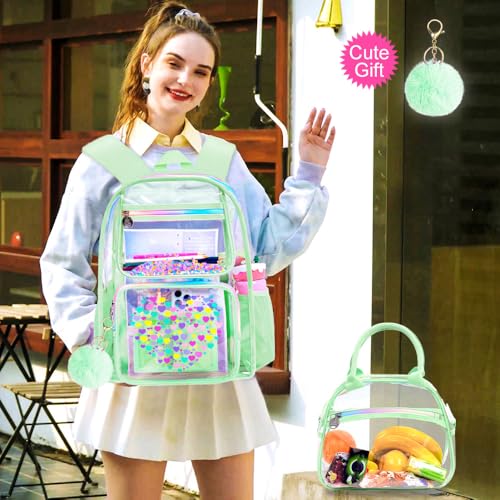 Image of AGSDON Clear Backpack, Heavy Duty Transparent Bookbag, See Through PVC Backpacks for Women Men