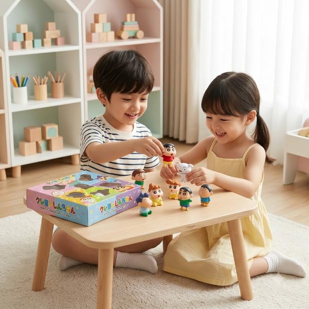 Image of Cartoon Family Character Figure Set with 6 Mini Figures, Collectible Toy Set for Kids