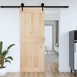 Narvik 33.5"x82.7" Solid Wood Pine Interior Door Slab, Durable Untreated Barn Style, Space-Saving Sliding Design for Home Bedroom Room, Easy Installation & Modern Look