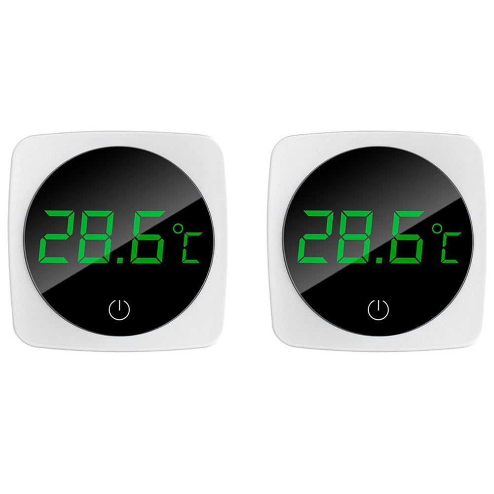 Bamberg Termómetro de acuario de 2 piezas, sensor de temperatura con una precisión de ± 0,9 °C, ABS blanco, pantalla táctil 5S Refresh, HD Digital