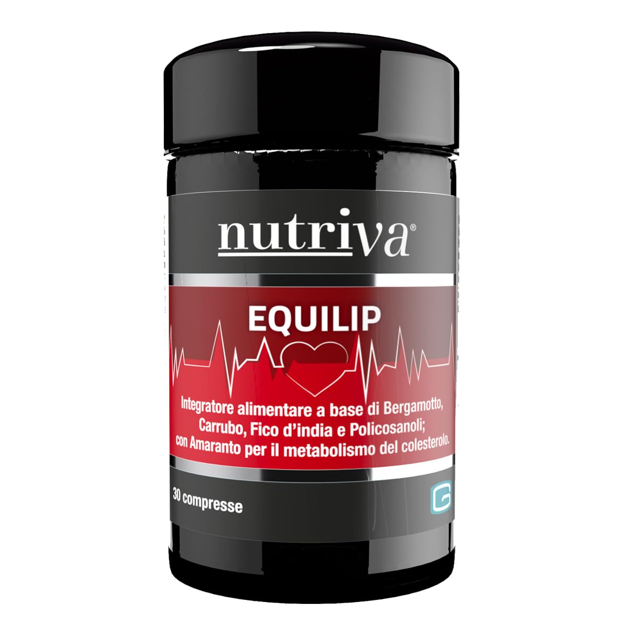 NUTRIVA Equilip Integratore Colesterolo 30 Compresse con Bergamotto Amaranto Carrubo Fico d’India e Policosanoli, Supporto Metabolismo Lipidico, Vegan